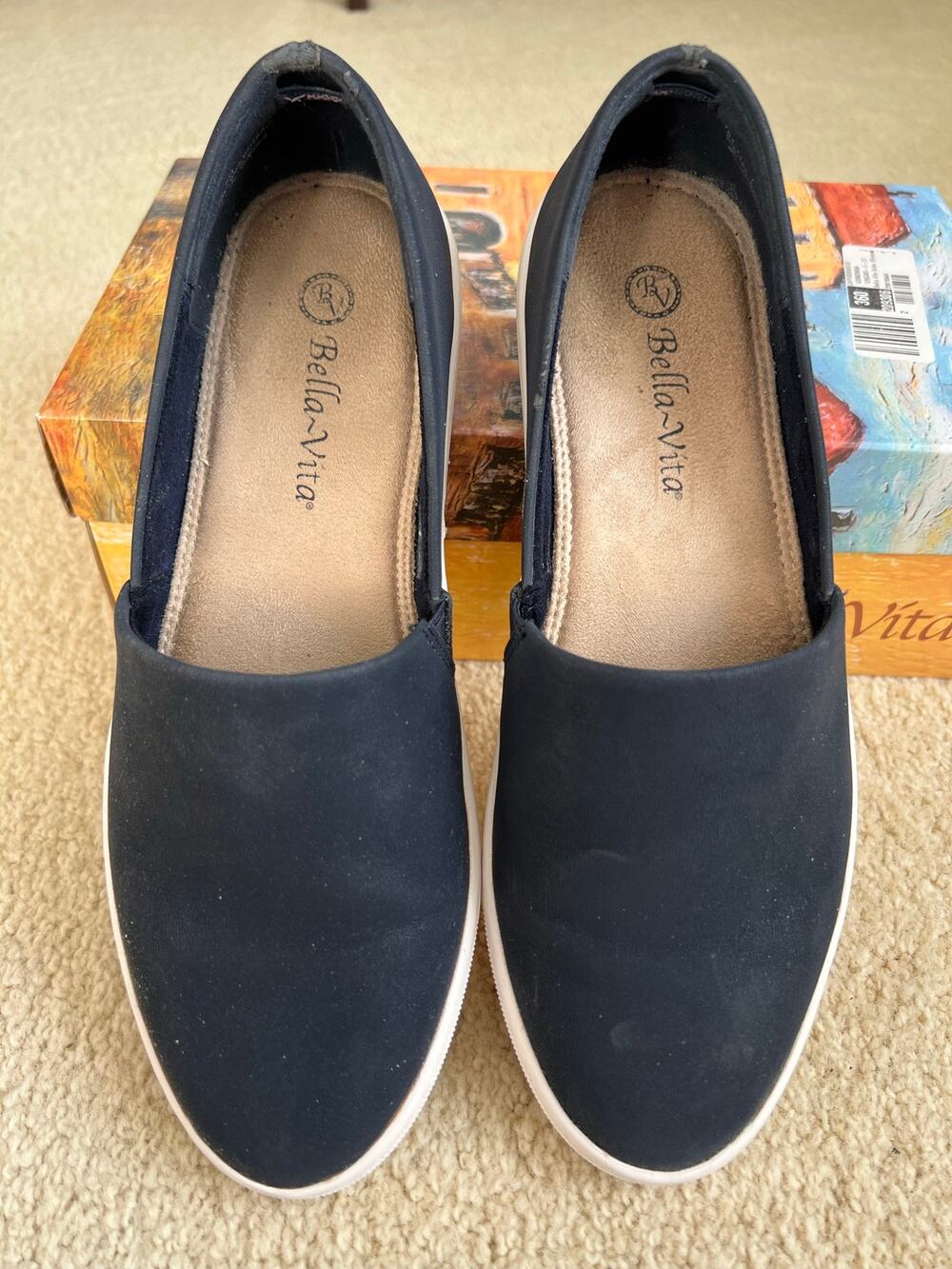 Bella Vita Bebe Navy Blue Faux Suede Slip On Comfort Sneakers Shoes Size 9 N